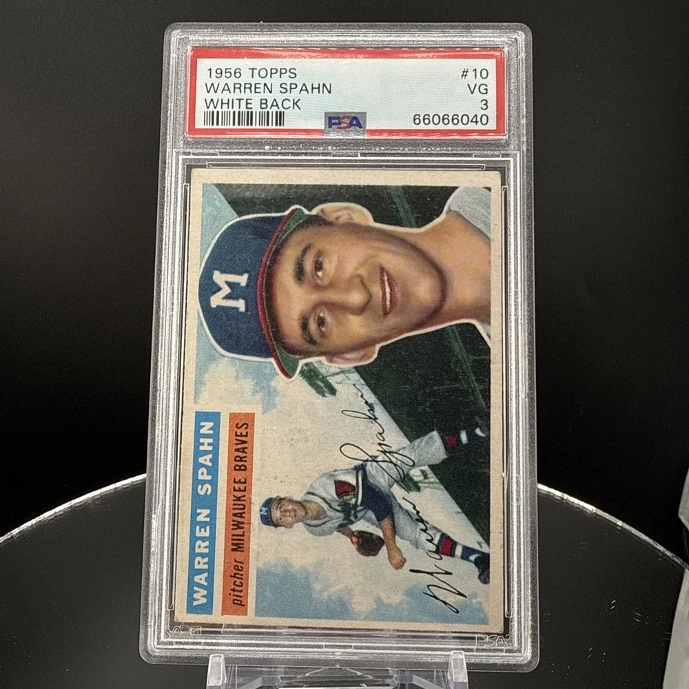 Warren Spahn 1956 Topps  White Back PSA 3 Milwaukee Braves HOF #10